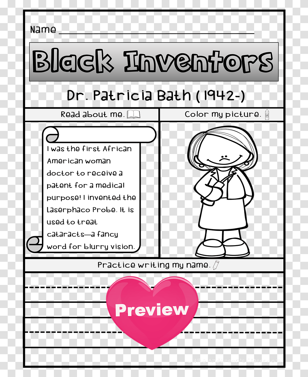 Black History Month Download Dr Patricia E Bath Coloring Page, Interior Design, Indoors, Word Transparent Png