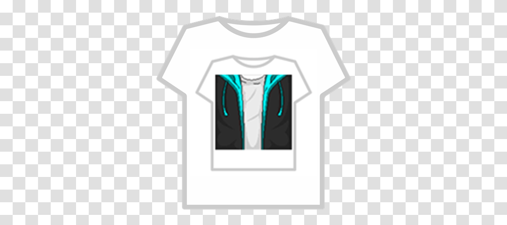 Black Jacket With Cyan Hoodie Roblox Roblox T Shirt Blue Hoodie, Clothing, Apparel, T-Shirt, Sleeve Transparent Png