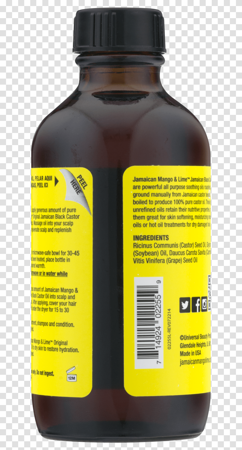 Black Jamaican Castor Oil Download Glass Bottle, Label, Beer, Alcohol Transparent Png