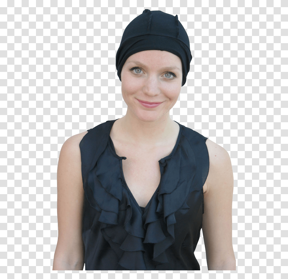 Black Jersey Liner Turban For Wedding Hat Girl, Apparel, Person, Human Transparent Png