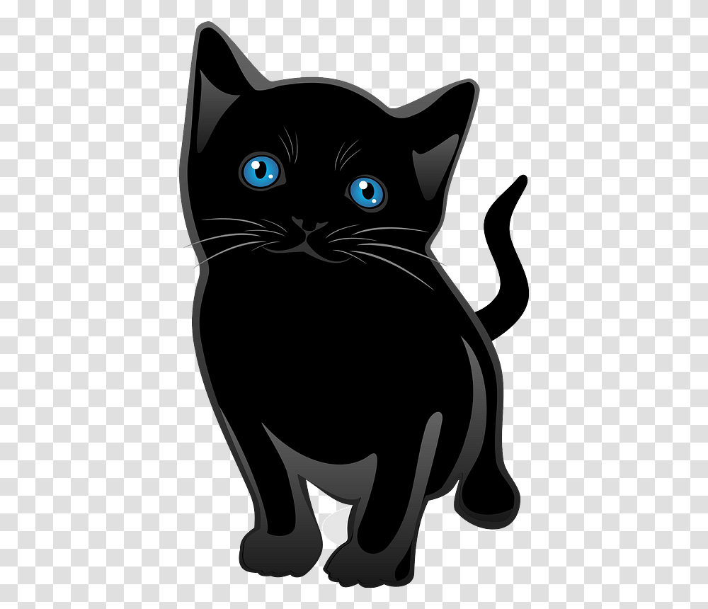 Black Kitten Clipart Cute Black Cat Vector, Pet, Mammal, Animal, Pillow Transparent Png