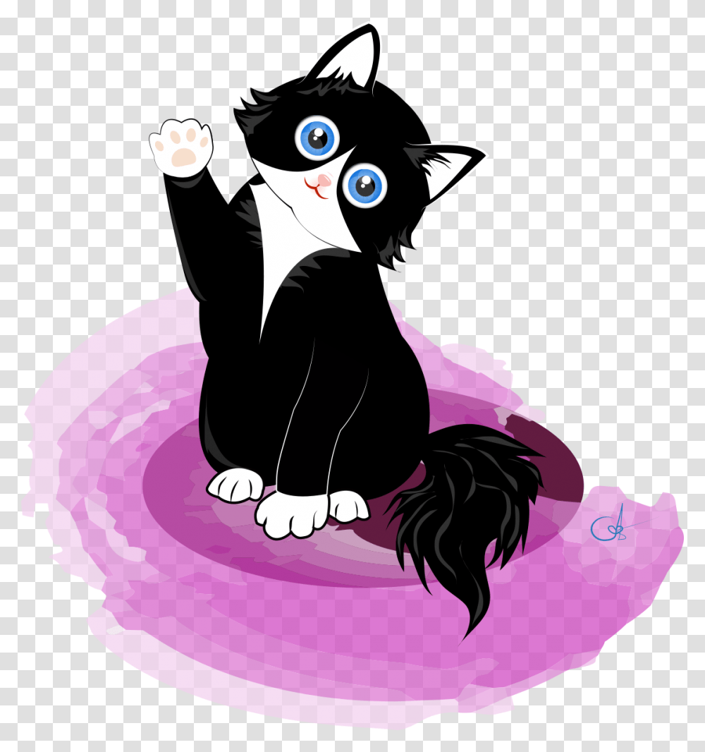 Black Kitty Cat Yawns, Purple, Pet Transparent Png