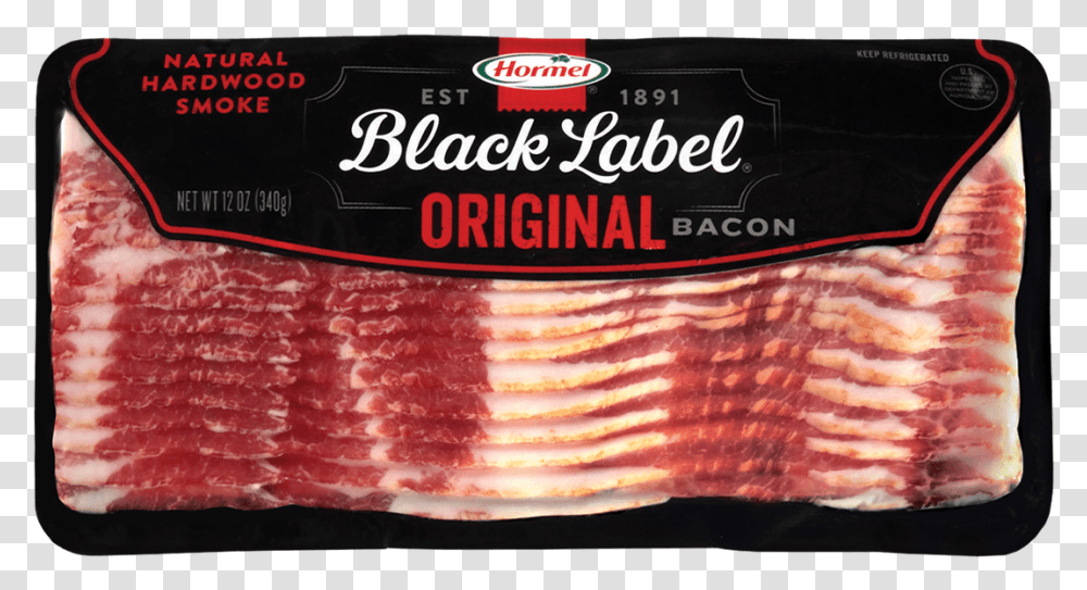 Black Label Bacon Original, Pork, Food, Sliced Transparent Png