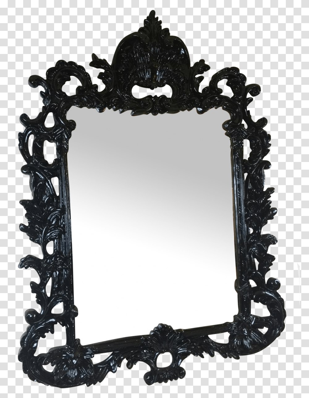 Black Lacquered Ornate Mirror On Chairish Picture Frame, Cross, Gate Transparent Png