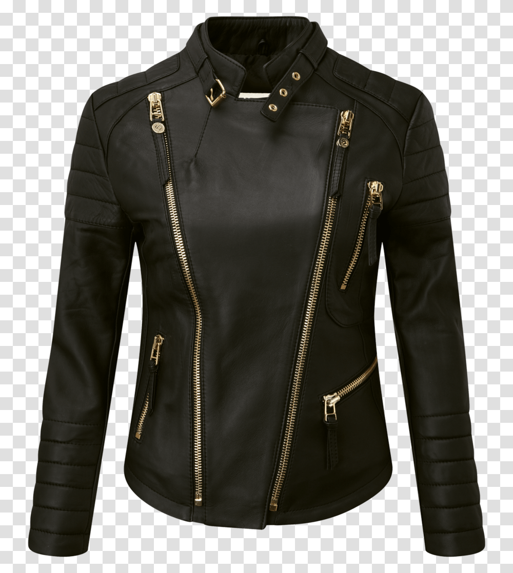 Black Leather Jacket Pic Motorbike Ladies Jacket, Apparel, Coat Transparent Png