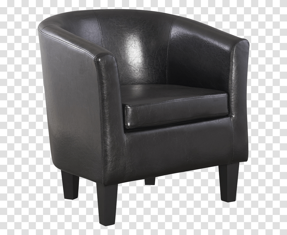 Black Leather Tub Chair Black Background Chair, Furniture, Armchair Transparent Png