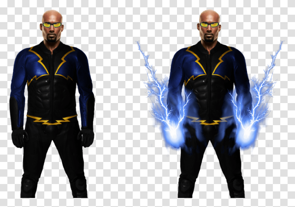 Black Lightning Background By Camo Flauge Black Lightning Cw Costume, Person, Jacket, Ninja Transparent Png