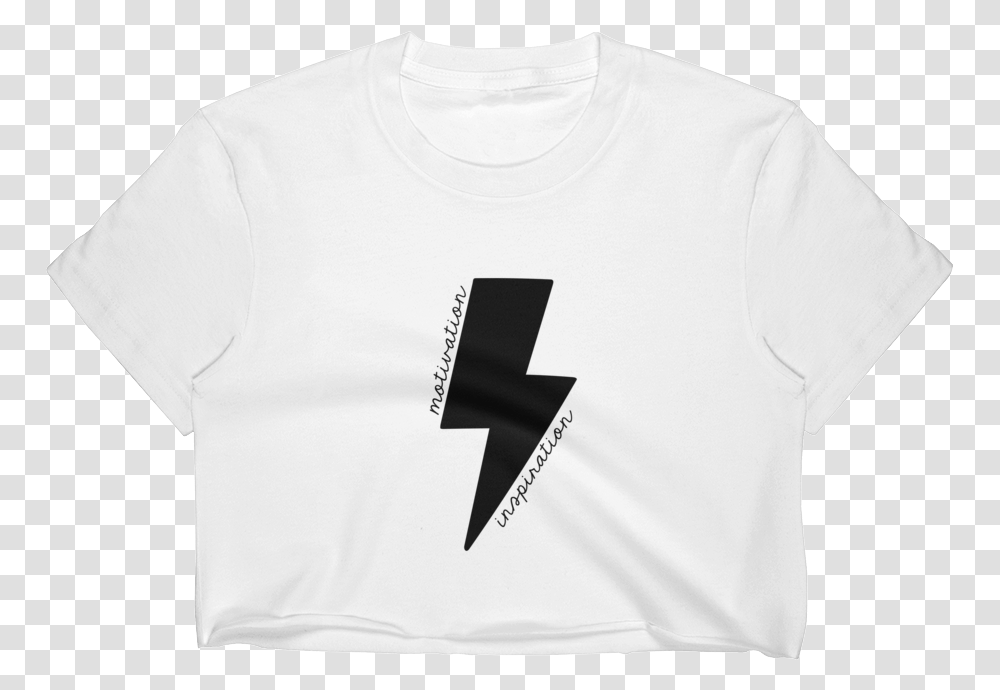 Black Lightning Bolt Motivation Cropped T Shirt Active Shirt, Clothing, Apparel, Sleeve, Long Sleeve Transparent Png