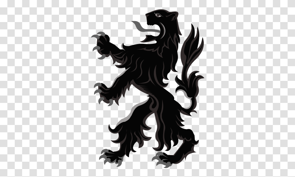 Black Lion Rampant Lion Rampant Coat Of Arms, Dragon, Animal, Mammal, Wildlife Transparent Png