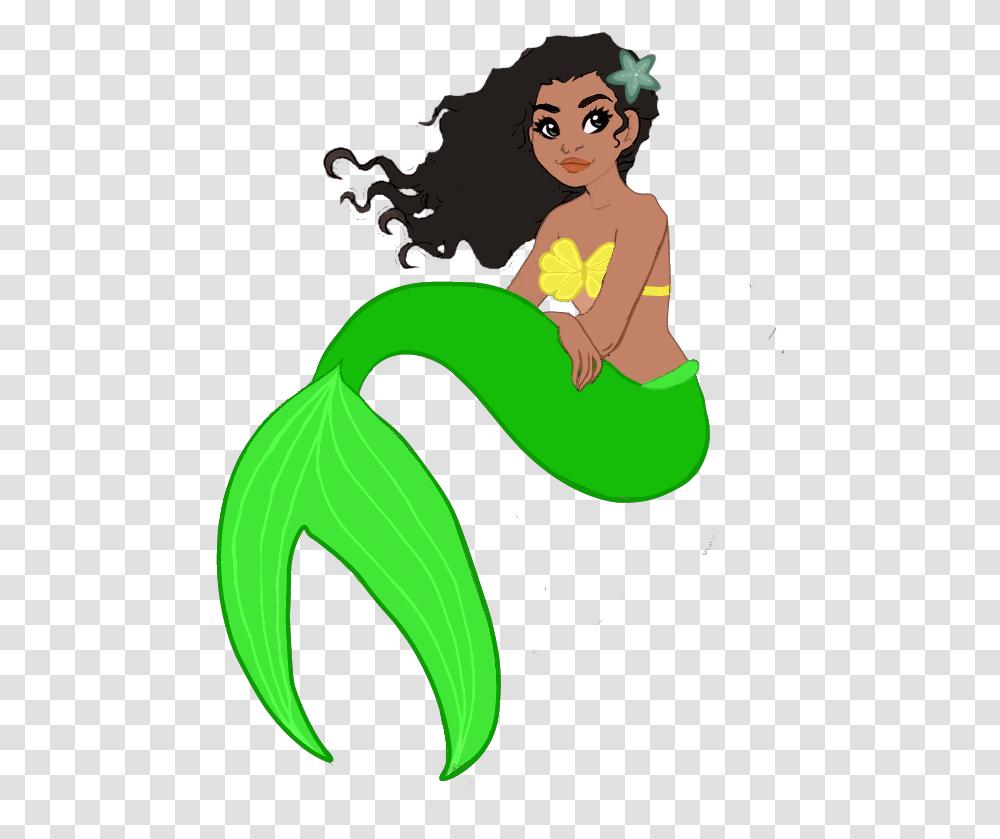 Black Little Mermaid Clipart, Green, Person, Human Transparent Png