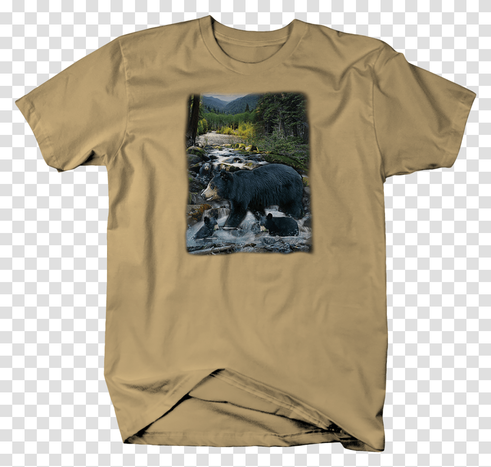 Black Mama Bear And Baby Cubs Playing Water Wildlife Chevy C10 Shirts, Apparel, T-Shirt, Animal Transparent Png