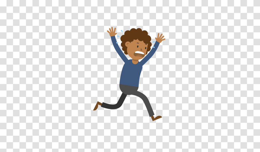 Black Man Running Scared Cartoon Vector, Person, Boy, Hand, Leisure Activities Transparent Png