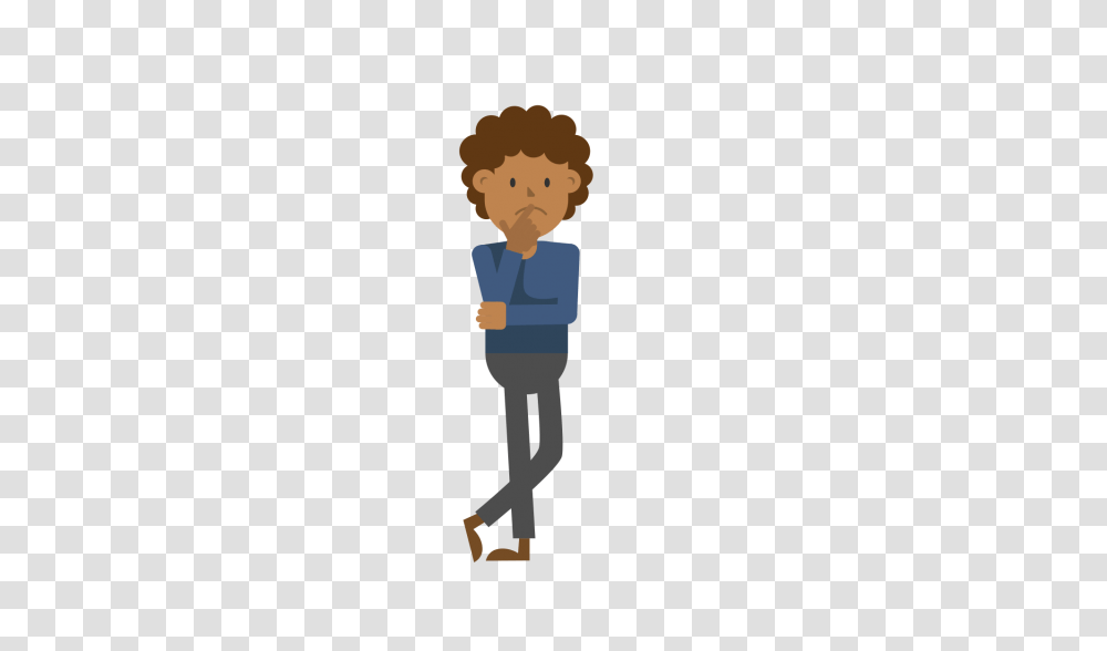 Black Man Thinking Cartoon Vector, Standing, Person, Human, Walking Transparent Png