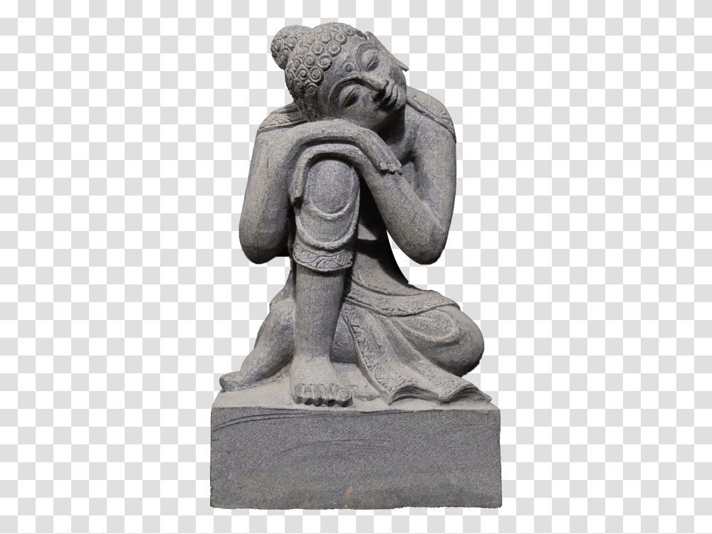 Black Marble Statue Of Budhha In Sleepy Pose Statue, Sculpture, Person, Human Transparent Png