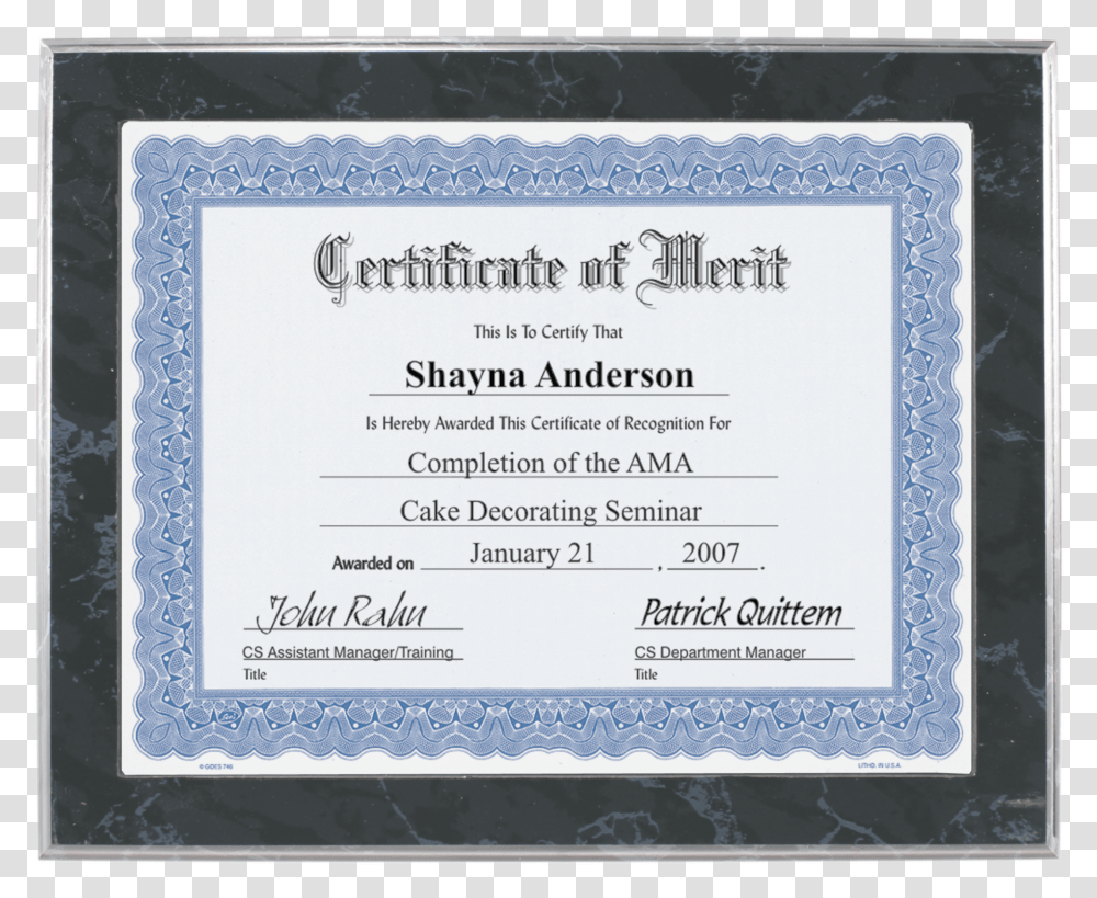 Black Marble Wood Slide In Photo Or Certificate Plaque Picture Frame, Diploma, Document Transparent Png