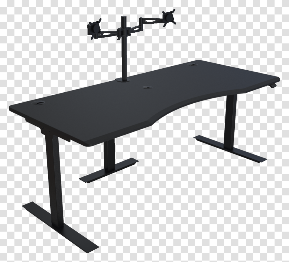 Black Matte Pc Desk, Furniture, Table, Tabletop, Computer Transparent Png
