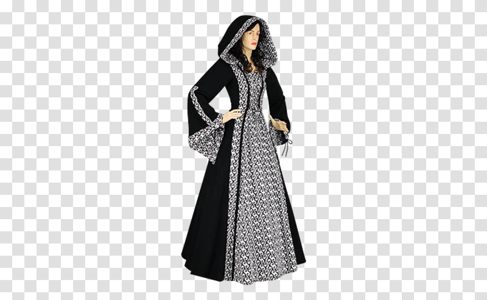Black Medieval Hooded Dress, Apparel, Person, Fashion Transparent Png