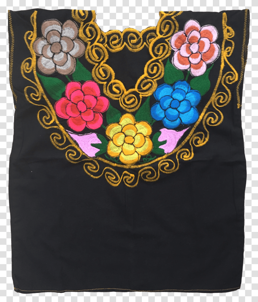 Black Mexican Blouse W Flowers Embroidered Linens, Apparel Transparent Png