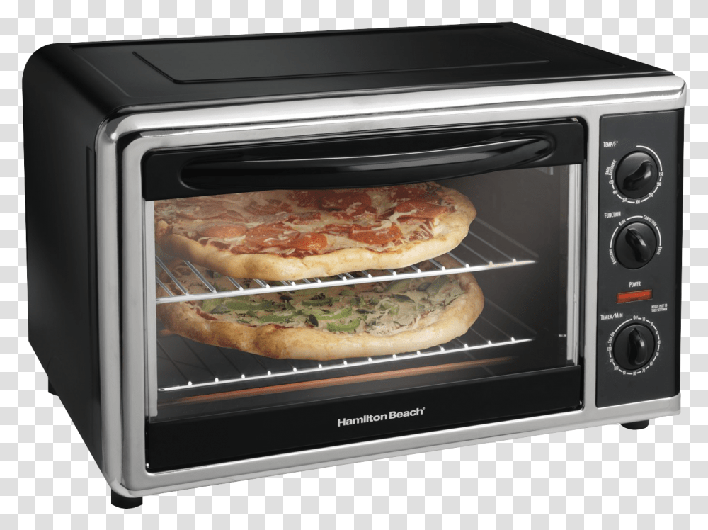 Black Microwave Oven Image Hamilton Beach Countertop Oven, Appliance, Pizza, Food, Bread Transparent Png