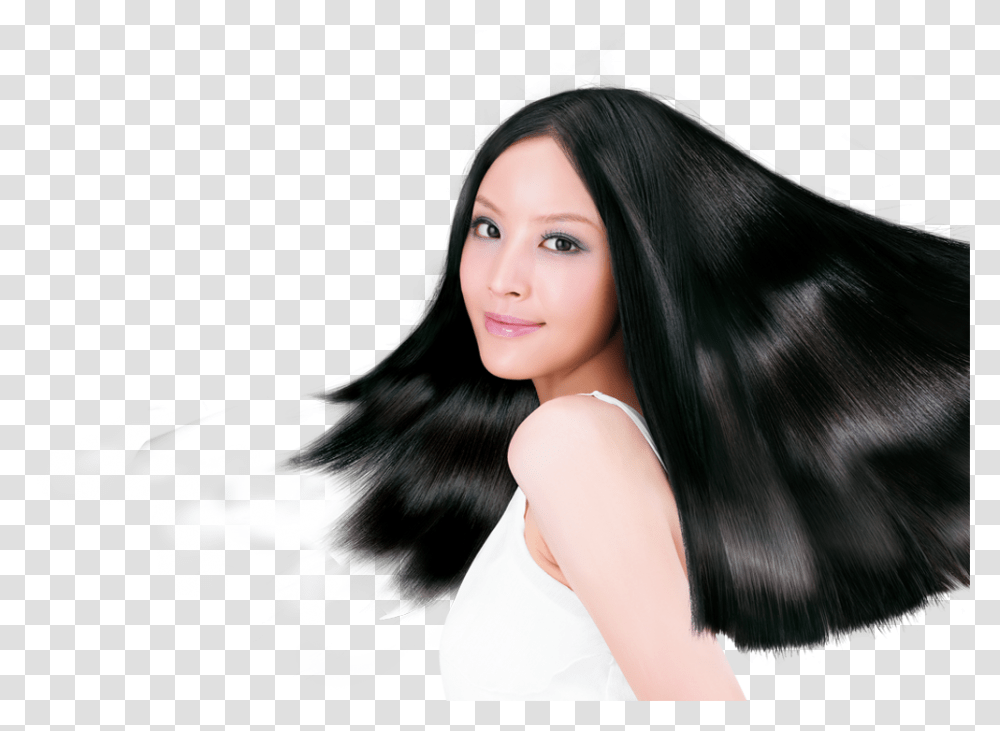 Black Model Long Hair Shampoo Girl, Person, Black Hair, Face Transparent Png