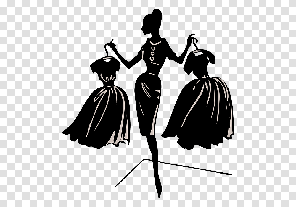 Black Model Slim Thin Two Lady Silhouette Design Fashion Clip Art, Stencil, Person, Performer, Dance Pose Transparent Png