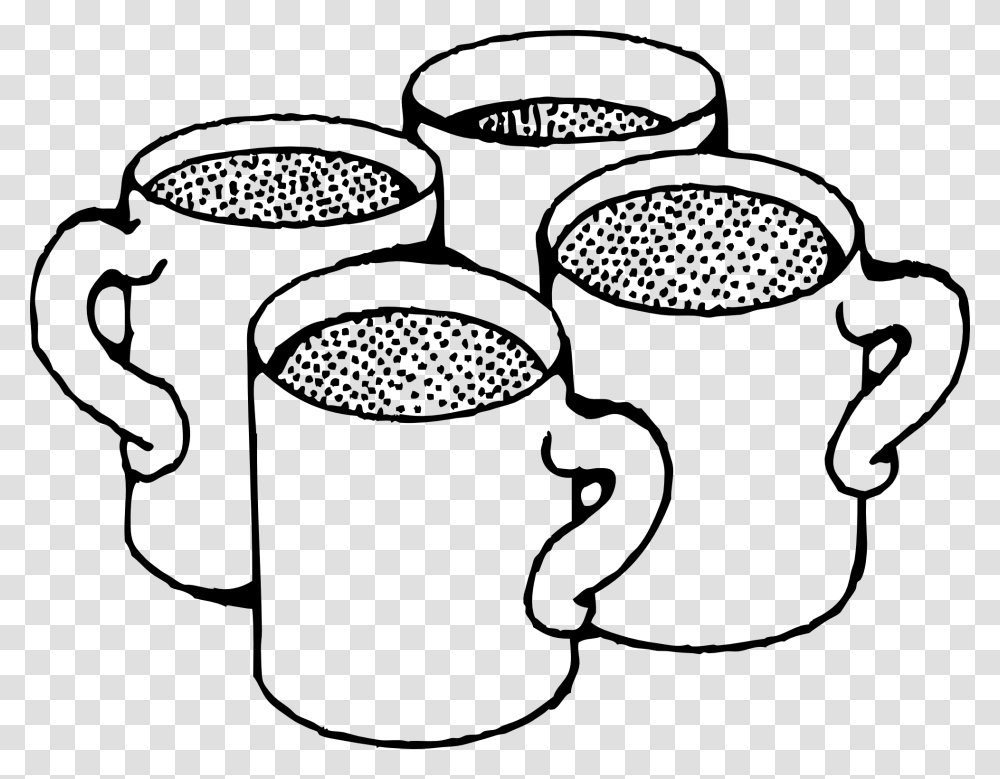 Black Mug Set, Coffee Cup, Watering Can, Tin, Stencil Transparent Png