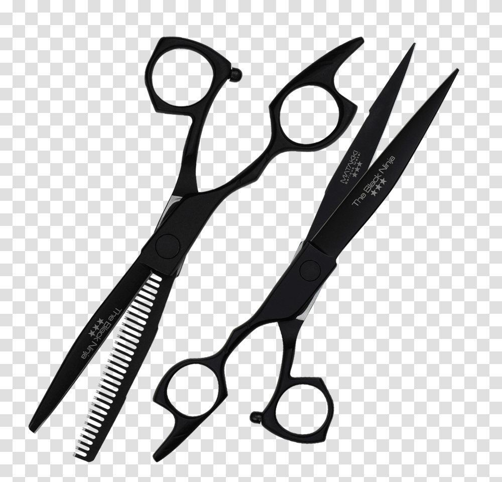 Black Ninja Set Hairdressing Barber Scissor Professional, Scissors, Blade, Weapon, Weaponry Transparent Png