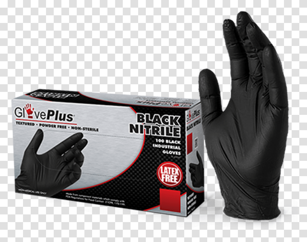 Black Nitrile Gloves Glove Plus Nitrile Gloves, Person, Hand Transparent Png