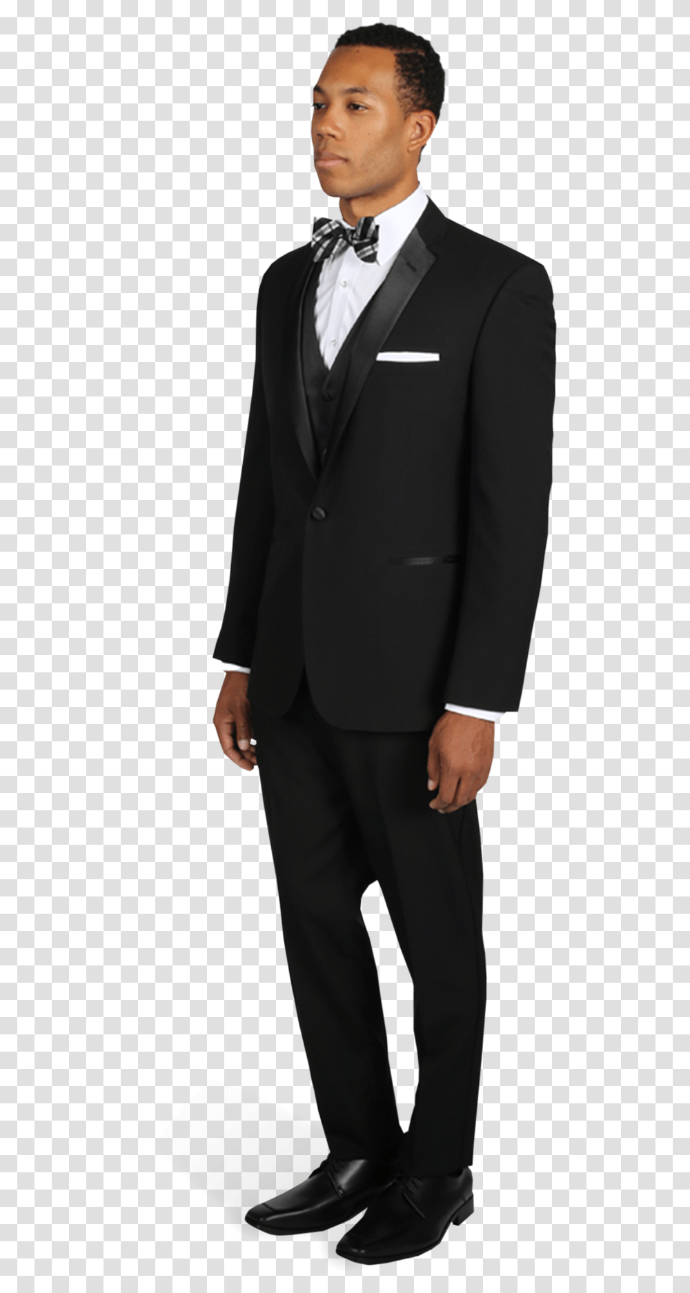 Black Notch Lapel Tuxedo With Bow Tie Black Tuxedo, Suit, Overcoat, Apparel Transparent Png