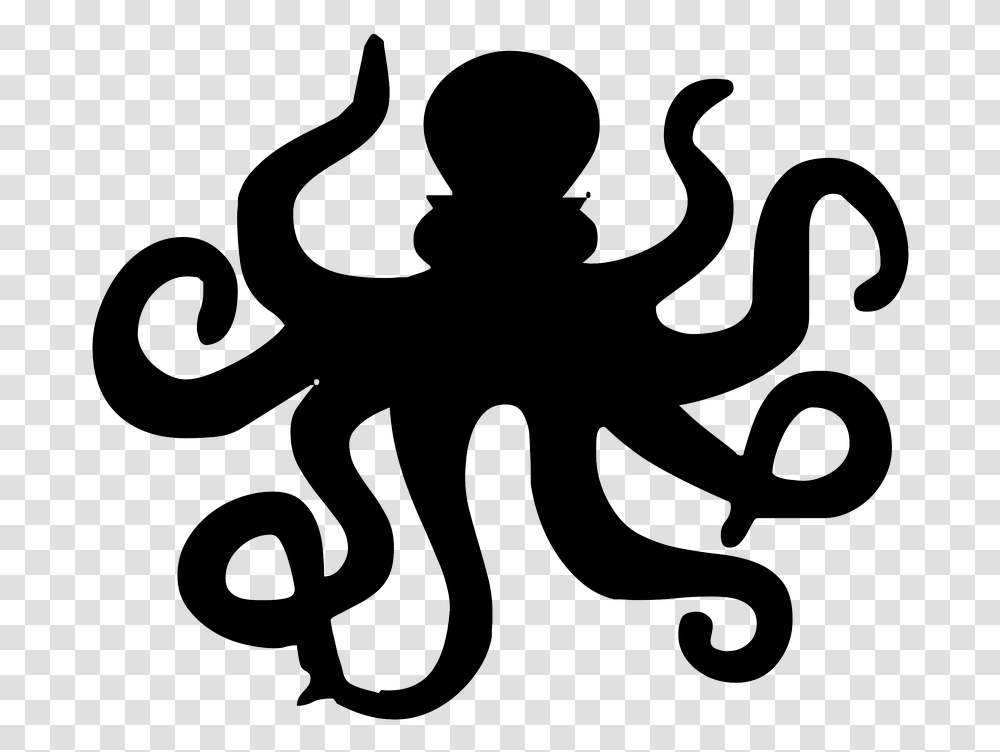 Black Octopus Octopus Silhouette, Stencil, Pattern Transparent Png
