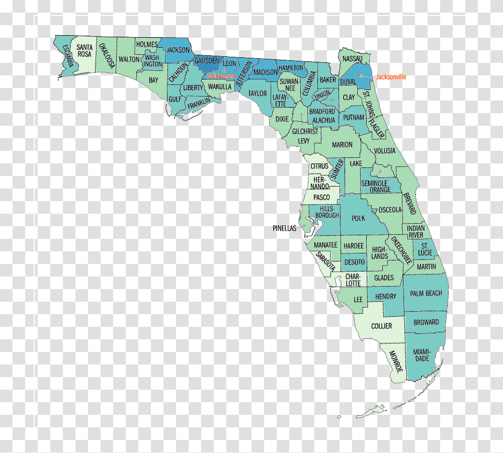 Black Or African American Persons Percent Florida Map By Regions, Diagram, Atlas, Plot, Vegetation Transparent Png