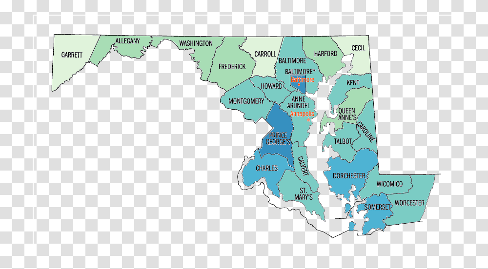 Black Or African American Persons Percent Map Of Maryland Counties, Plot, Diagram, Vegetation, Atlas Transparent Png