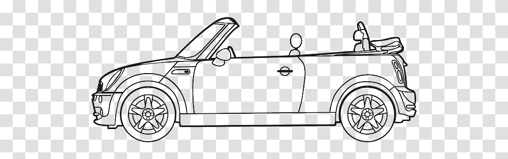 Black Outline Drawing Car White Draw A Mini Cooper, Leisure Activities, Musical Instrument, Guitar, Fire Truck Transparent Png