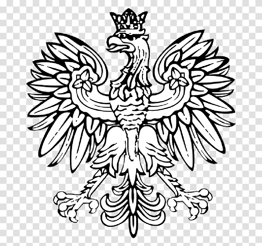 Black Outline Poland Eagle Bird Flag, Emblem, Symbol, Animal Transparent Png