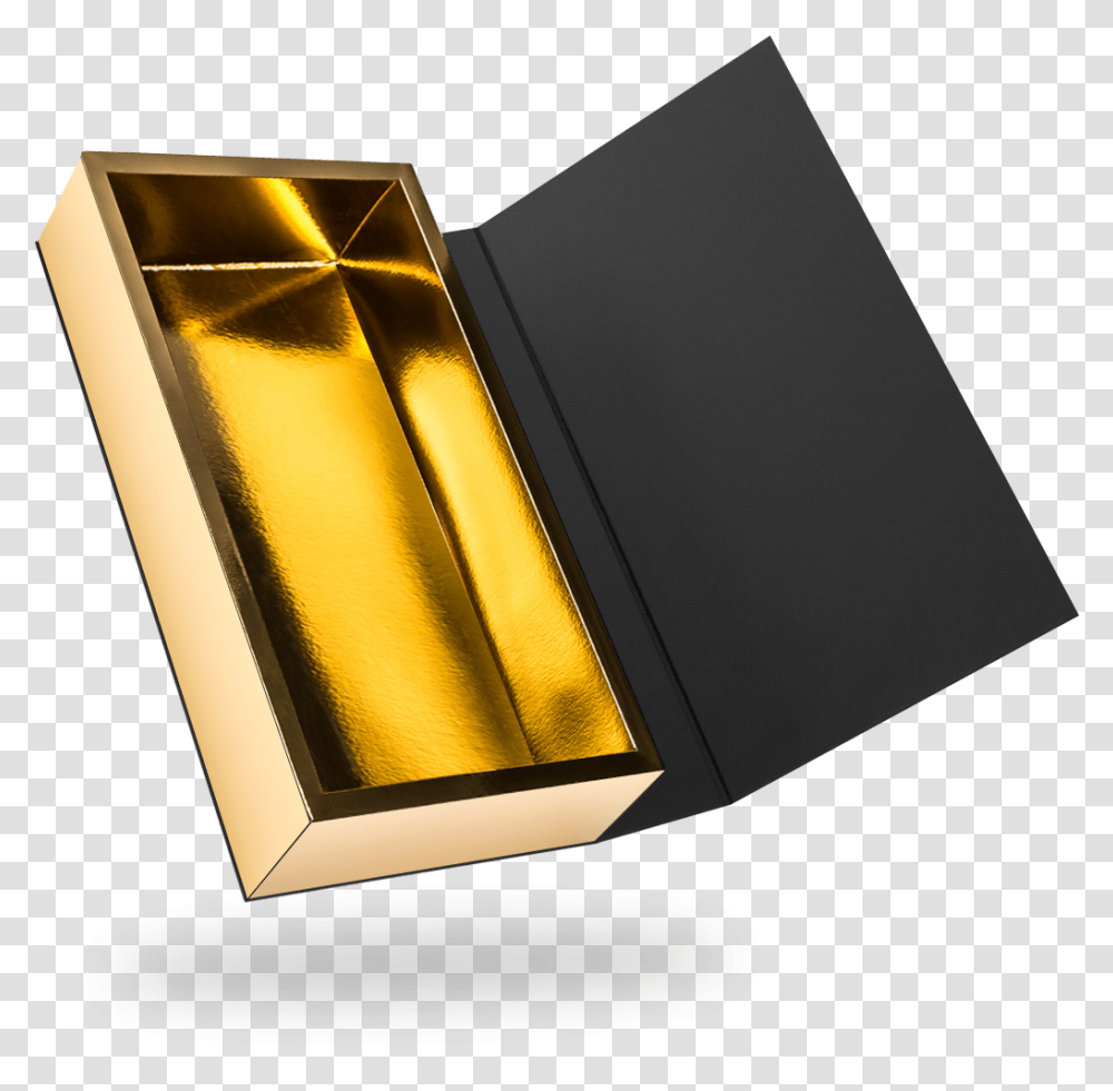 Black Outside Gold Inside Rectangular Magnetic Box Horizontal, Aluminium, Foil Transparent Png