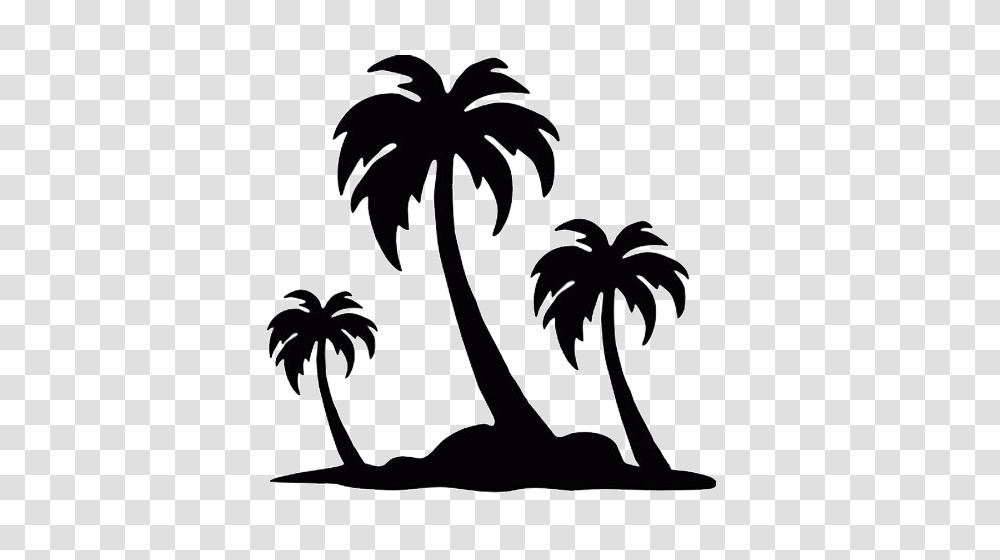 Black Palm Tree Island With Palm Trees Silhouette Clip, Plant, Stencil, Arecaceae, Painting Transparent Png