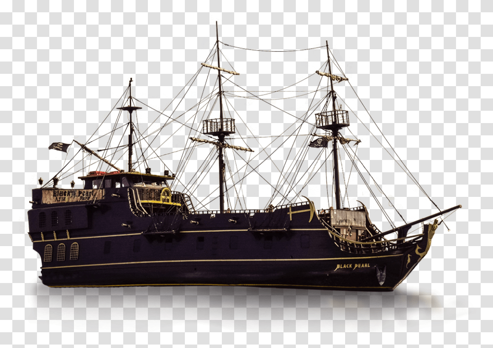 Black Pearl Ship Side View, Boat, Vehicle, Transportation, Cruiser Transparent Png