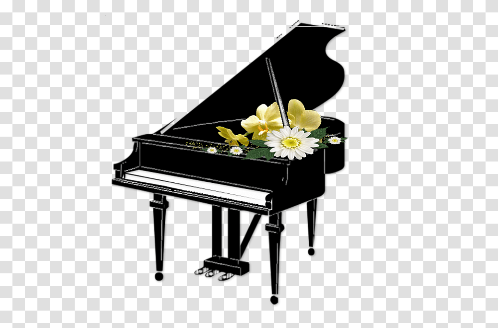 Black Piano With Flowers Clipart Fine Art Elements, Plant, Petal, Blossom, Daisy Transparent Png