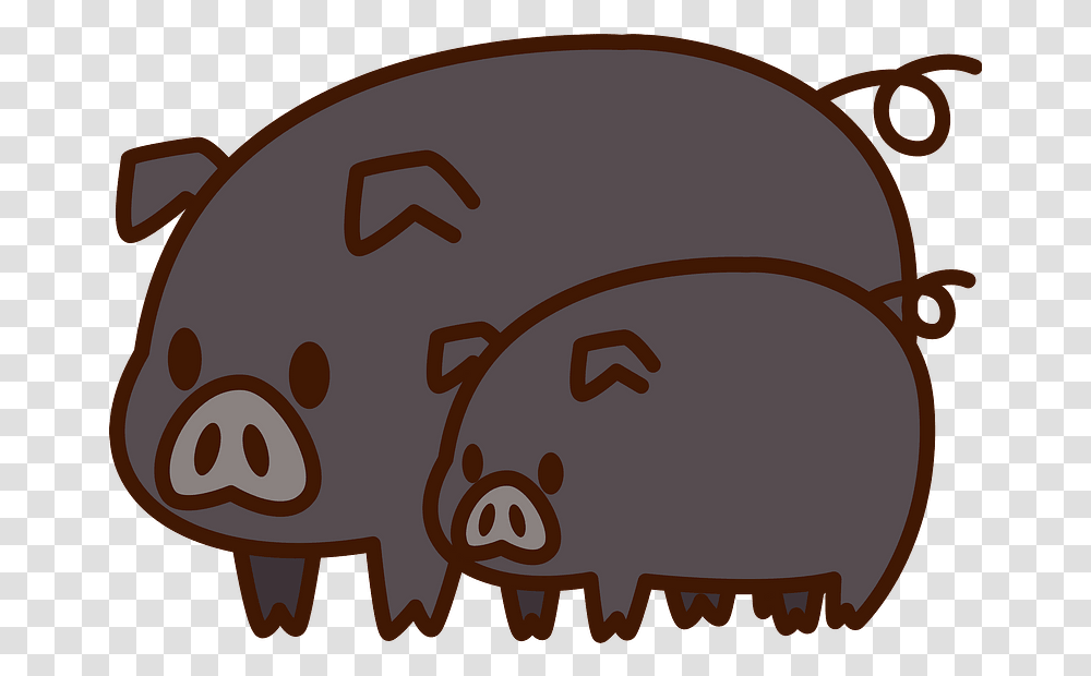 Black Pigs Animal Clipart Pig Cartoon, Food, Sweets, Confectionery, Text Transparent Png