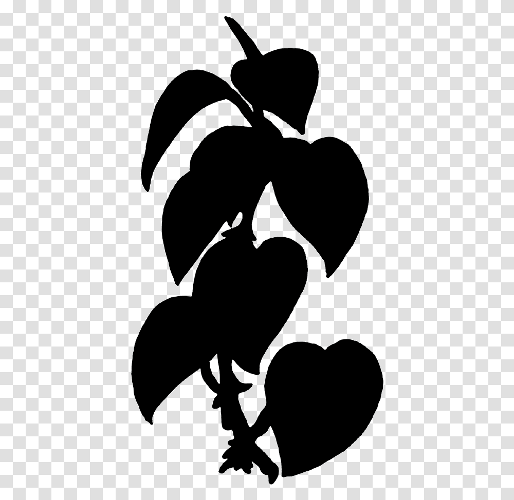 Black Plants Clip Art, Stencil, Heart, Label Transparent Png