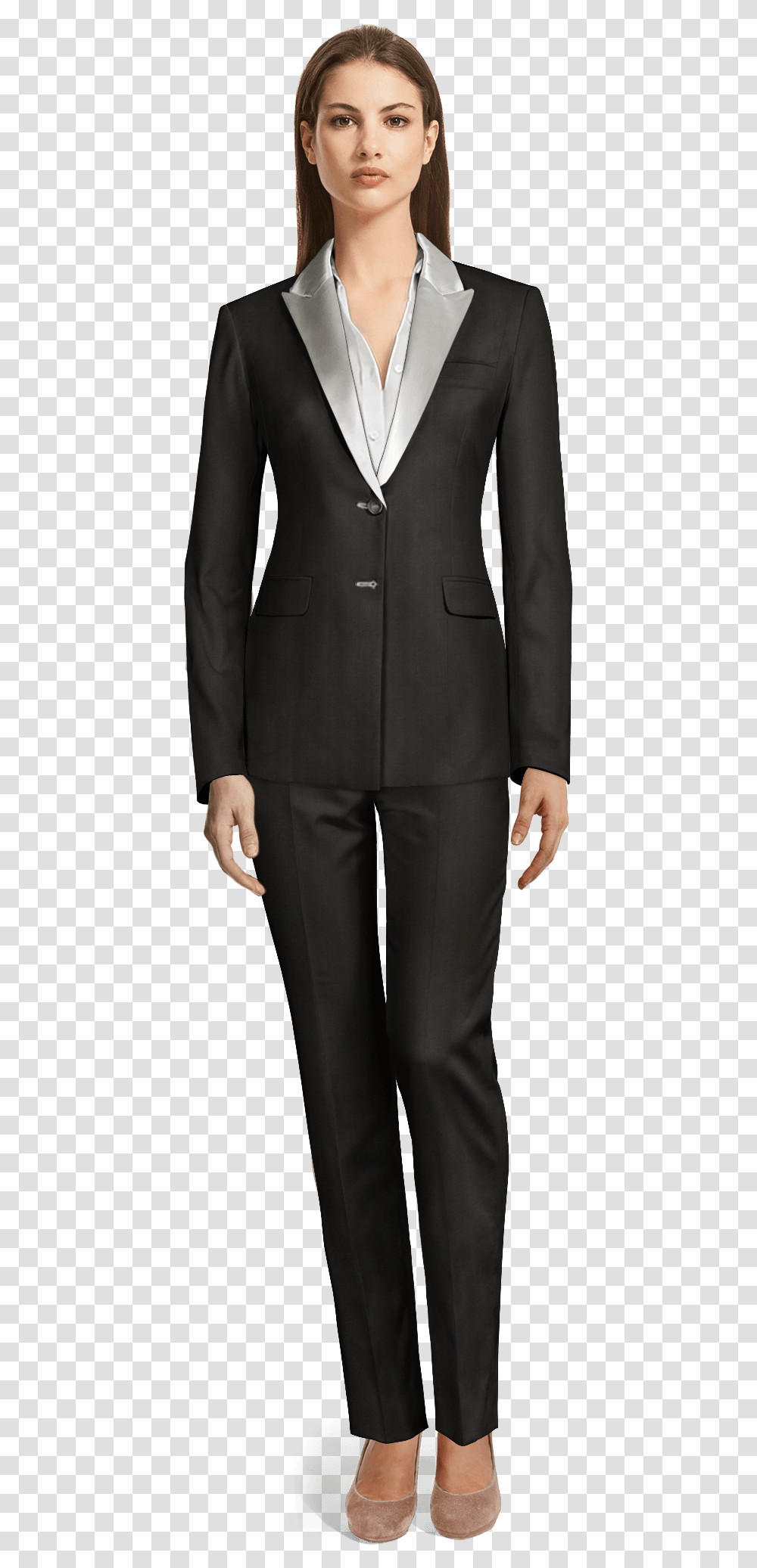 Black Polyester Tuxedo Formal Attire Whole Body, Suit, Overcoat, Person Transparent Png