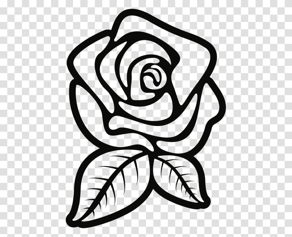 Black Rose Black And White Silhouette Drawing, Plant, Spiral Transparent Png