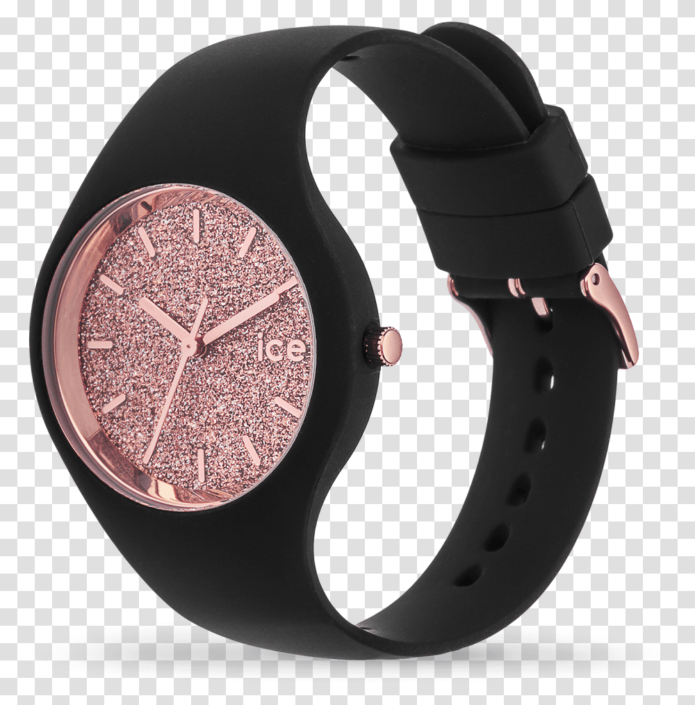 Black Rose Gold Download Ice Watch Glitter Small, Wristwatch Transparent Png