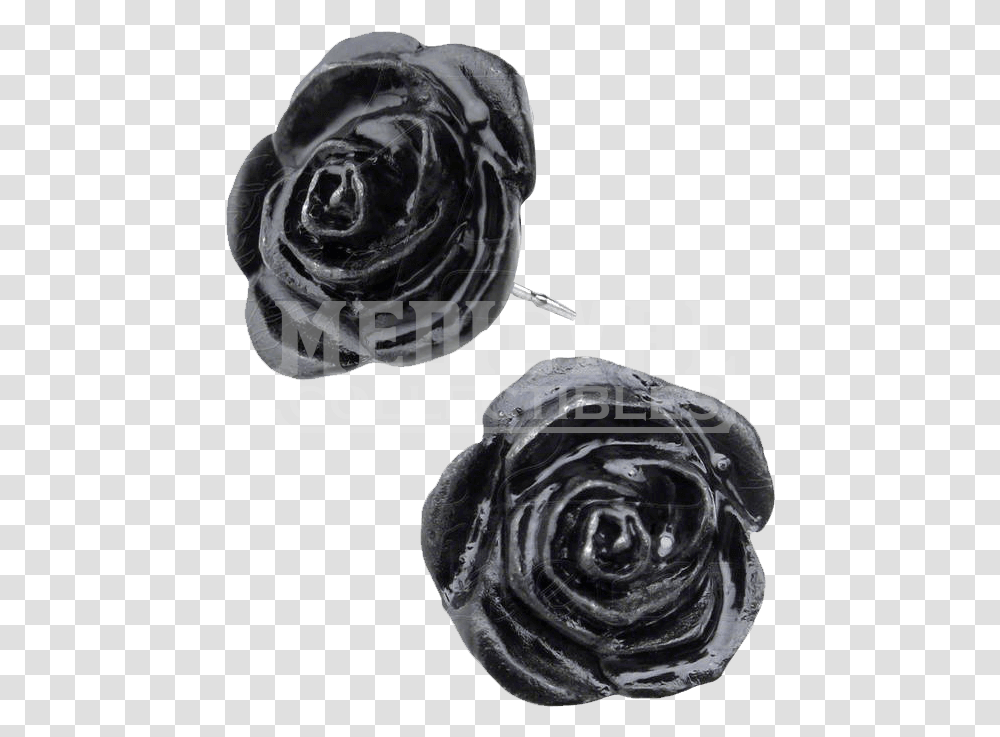 Black Rose Stud Earrings Black Rose Earrings, Flower, Plant, Rock, Helmet Transparent Png