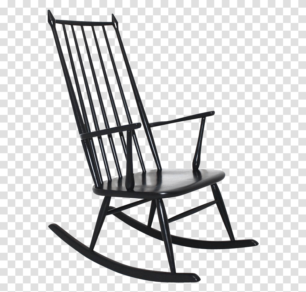 Black Scandinavian Rocking Chair 1960s 1950s Rocking Chair, Furniture Transparent Png