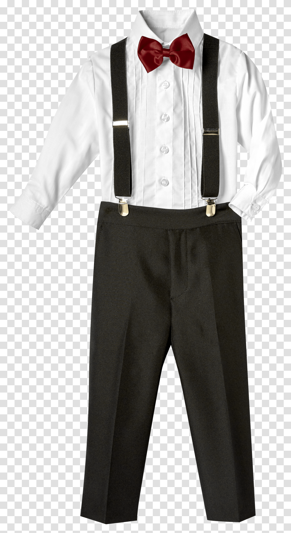 Black Shirt With Red Bow Tie And Suspenders Solid Transparent Png