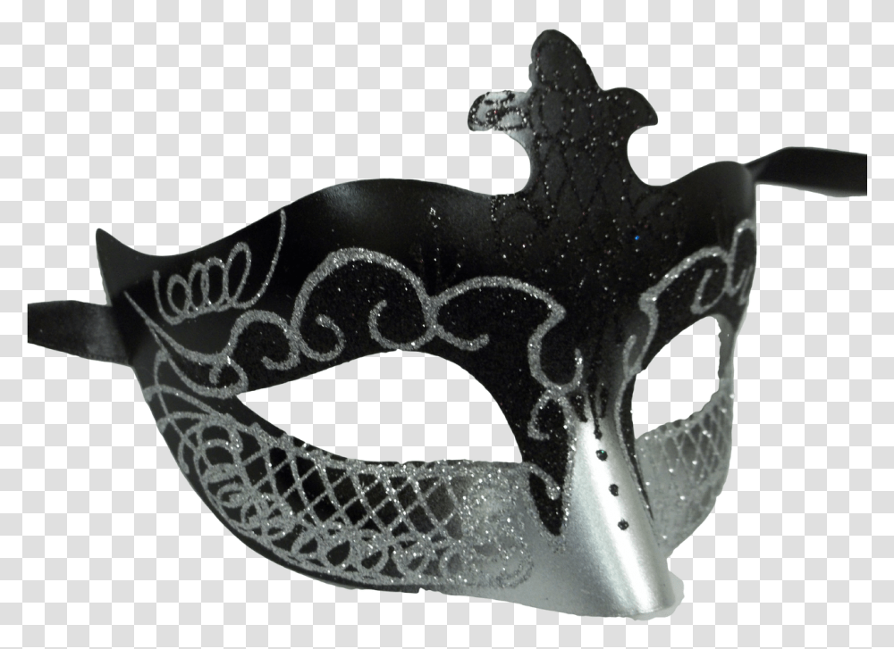 Black Silver Scroll Venetian Mask Masquerade Costume Mask, Antelope, Wildlife, Mammal Transparent Png