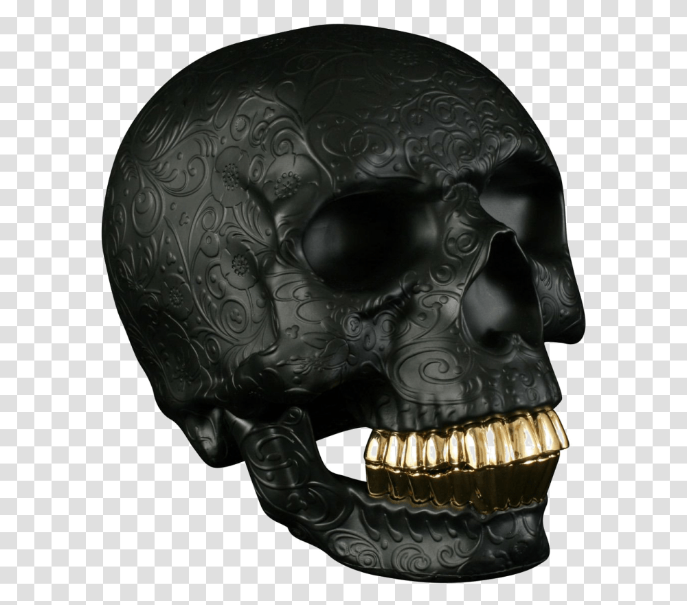 Black Skull Gold And Black Skull, Apparel, Head, Mask Transparent Png