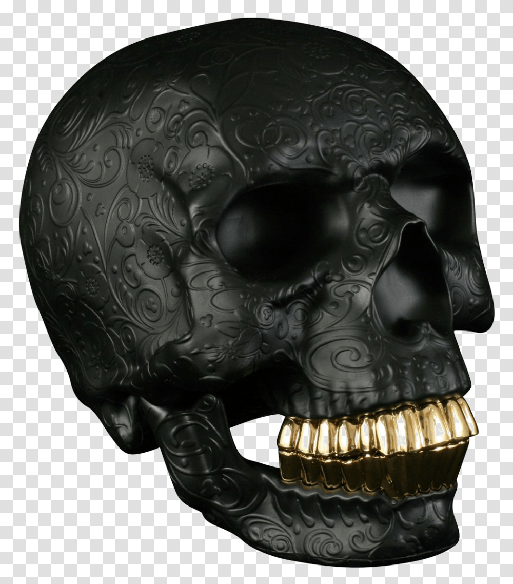 Black Skull Photo Black Skull With Gold Teeth, Apparel, Head, Mask Transparent Png