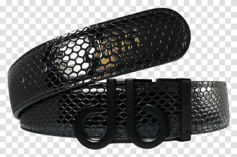 Black Snakeskin Texture Leather Belt With Matte Db Db Belt, Buckle, Accessories, Skateboard, Logo Transparent Png